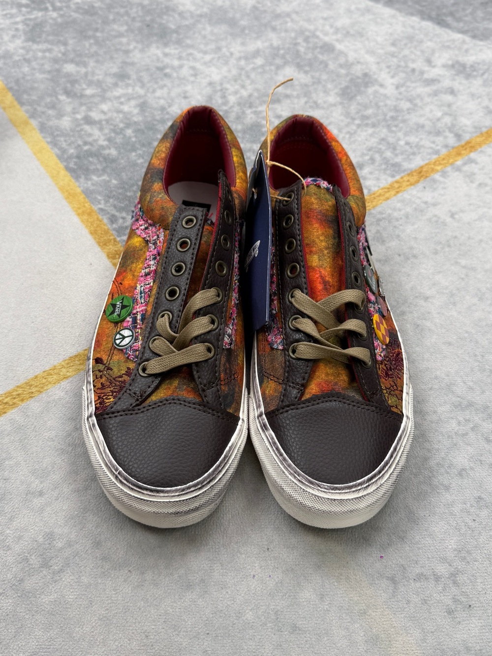Vans Multicolor Tie-Dye Low Top Sneakers with Brown Accents - Picture 5 of 12